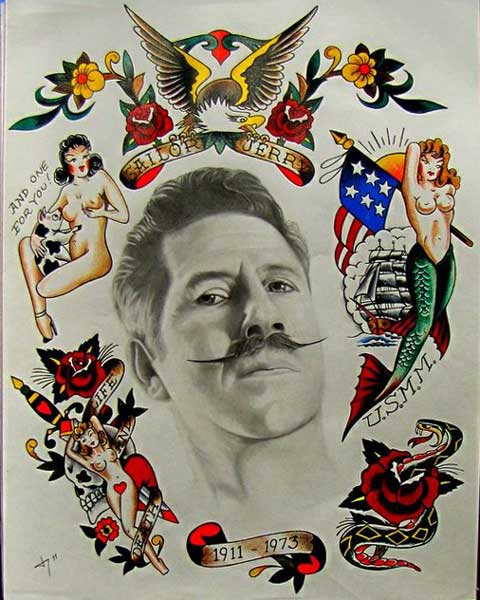A masterful tattoo flash tribute to the master himself Sailor Jerry Collins 